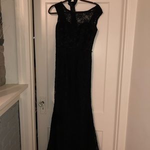 Navy Blue Lace Bridesmaids Dress